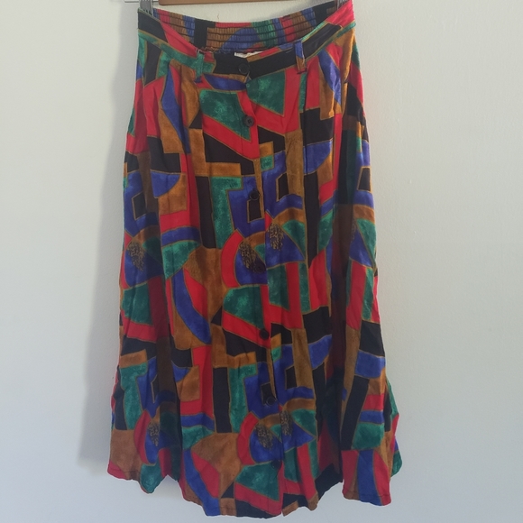 Jupe Crayon Midi Vintage En Soie 100% George Georgiou - Imprimé Floral Classique, Taille 10